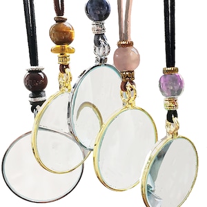 Magnifying Necklace, Natural Healing Crystal. Choose Your Combination. Magnify Positive Vibration & Your Vision! La Loupe byWendra