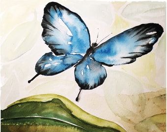 Butterfly, Art Print, Children's Art, Watercolor, by Wendra