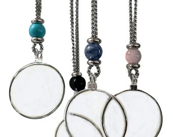 Magnifying Glass Pendant with Crystal gemstone on Adjustable Slide Chain. by Wendra