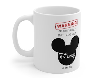 Waarschuwing kan spontaan beginnen te praten over Disney op elk moment koffiemok, Disney mok, cadeau voor haar, cadeau voor hem, verjaardag, grappige mok