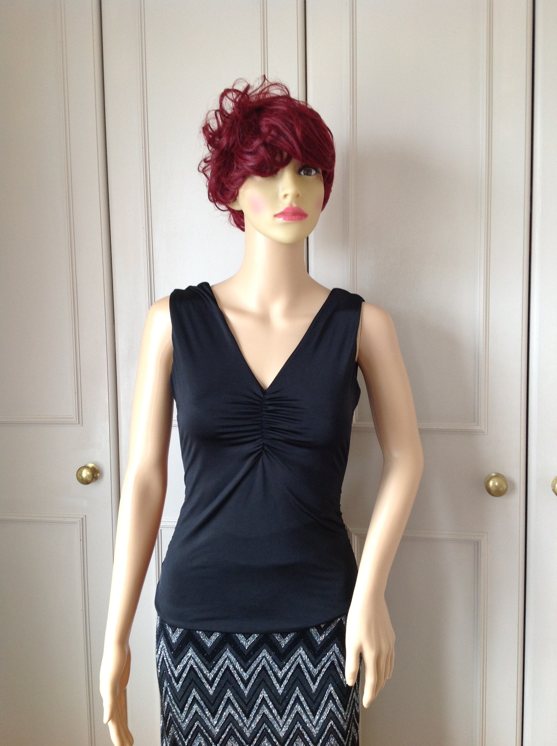 Image of Black Gathered Top in Several Sizes