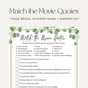 Combine a citação de amor do filme, jogos para chá de panela para imprimir, ideia de jogo para chá de panela, download instantâneo para chá de panela, jogo de casamento, bronze
