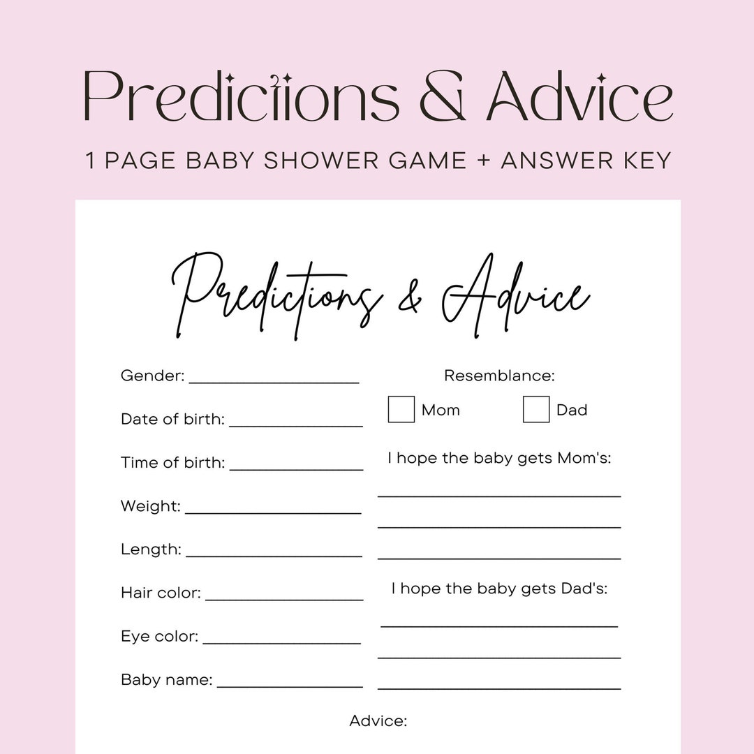 Advice & Predictions Baby Shower Game, Baby Shower Games Printables ...