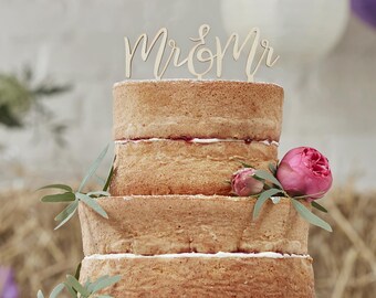 Wooden Mr & Mr Wedding Cake Topper, Wooden Cake Decorations, Mr and Mr Wedding Cake Decorations, Rustic Wedding