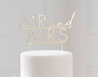 Gold Acrylic Mr & Mrs Cake Topper, Wedding Cake Decorations, Mr and Mrs Wedding Cake Decorations, Rustic Wedding, Gold Wedding, Cake Topper