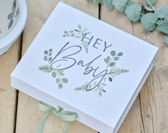 Hey Baby Gift Box, Baby Shower Gifts, Botanical Baby Shower Party, New Baby Gift Keepsake, Neutral Baby Shower, New Baby, Boy, Girl