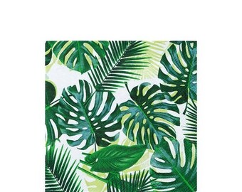 20 Tropical Party Leaf Cocktail Paper Napkins Birthday Party Napkins, Tropical Leaf Napkins,