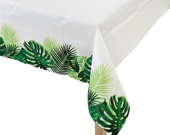 Tropical Leaf Party Table Cover, Birthday Party Table Cover, Birthday Decorations, 1st Birthday Party Decorations,