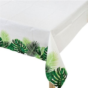 Tropical Leaf Party Table Cover, Birthday Party Table Cover, Birthday Decorations, 1st Birthday Party Decorations,