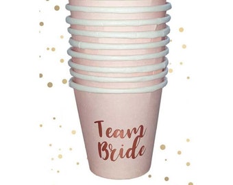 10 Rose Gold Blush Team Bride Shot Cups, Hen Party Cups, Rose Gold Team Bride Cups, Hen Party Cups, Bachelorette Party Cups, Bridal Shower,