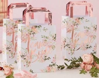 1 Team Bride Hen Party Bags, Rose Gold Floral Bachelorette Party Bags, Team Bride Bags, Bachelorette Party, Bridal Shower, Hen Party