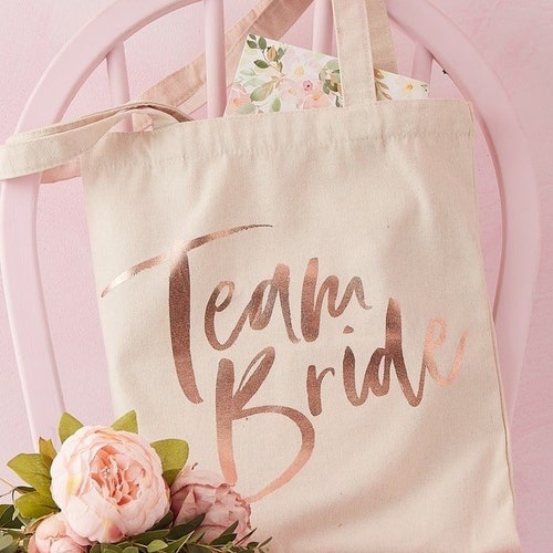 Rose Gold Hen Party Tote Bag Team Bride Tote Bag Etsy