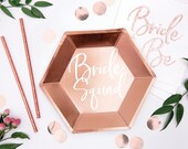 6 Rose Gold Bride Squad Plates, Rose Gold Hen Party Plates, Bachelorette Party, Bridal Shower, Hen Party Tableware, Paper Party Plates