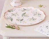 8 Blush Floral Rose Gold Hen Party Plates, Team Bride Plates, Rose Gold Bachelorette Party, Bridal Shower Party Paper Plates