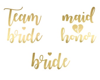 13 Hen Party Tattoos, Gold Temporary Hen Party Tattoos, Team Bride, Bachelorette Tattoos, Bride to be Tattoo's, Bridal Shower Party