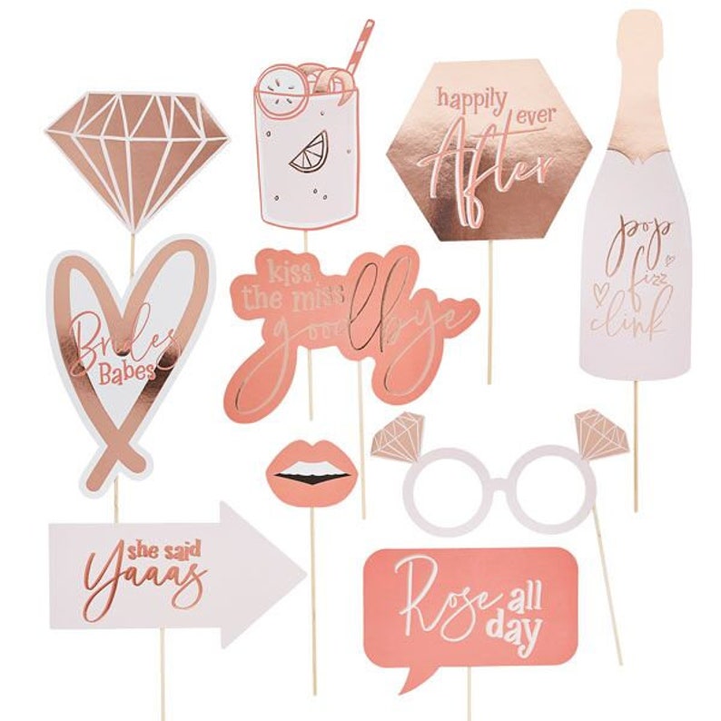 Pink Rose Gold Hen Party Photo Props, She Said Yaas Photo Props, Blush Bridal Shower, Hen Party Photo Props, Rose GoldBachelorette Party image 2