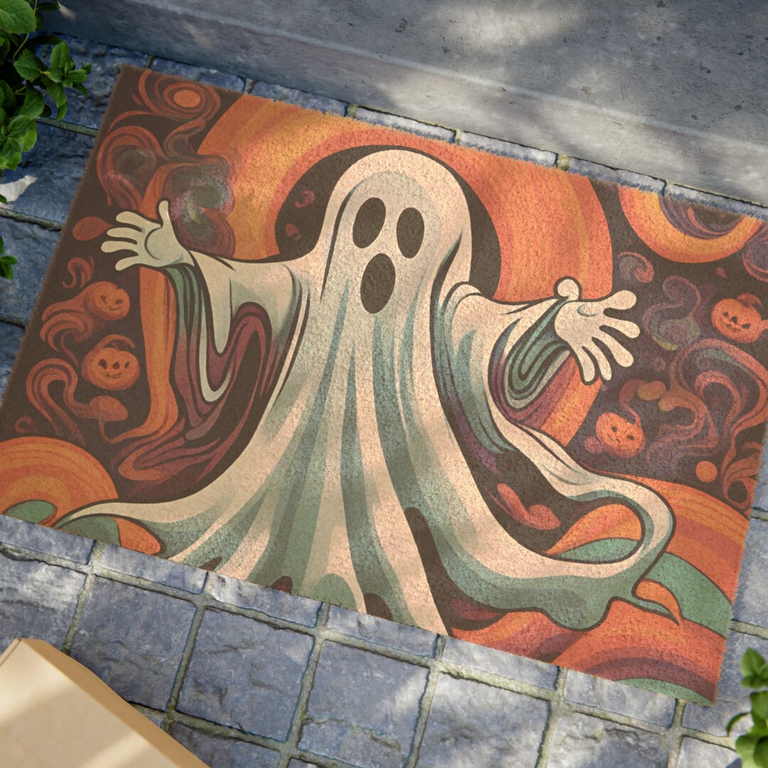 Halloween Ghost Doormat Ghost Halloween Party Decorations Etsy