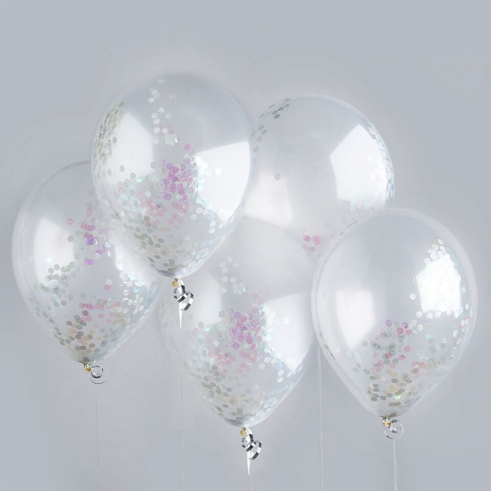 Clear Helium Decoration 58117 Baby Shower Girl Party PINK CONFETTI BALLOONS 