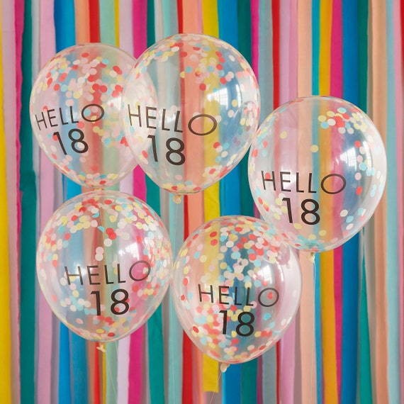 5 Rainbow Confetti 18th Birthday Balloons Eighteenth Birthday - Etsy