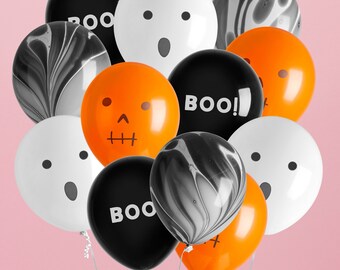 12 Halloween Party Balloons, Pumpkin Ghost Balloons, Halloween Party Balloons, Halloween Party Decorations, Black Balloons,