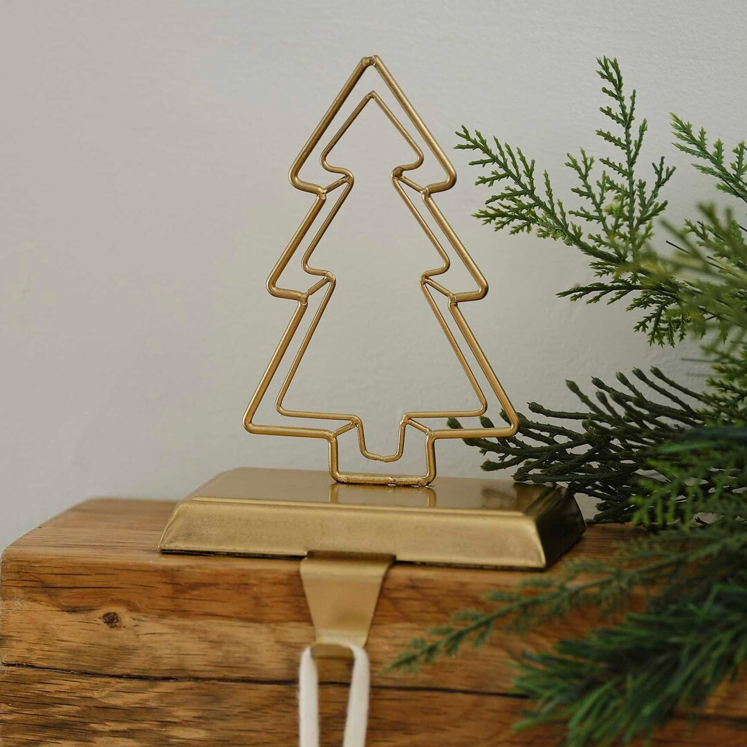 Gold Christmas Tree Stocking Holder Mantelpiece Windowsill Etsy UK