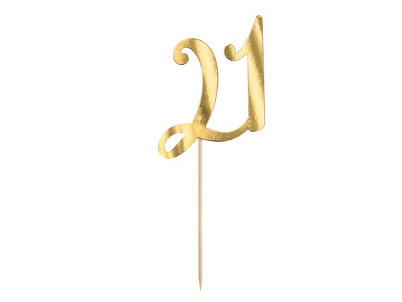 Gold 21 Birthday Cake Topper, Gold Birthday Cake Topper, Gold Cake  Decorations, Birthday Party Cake Topper 