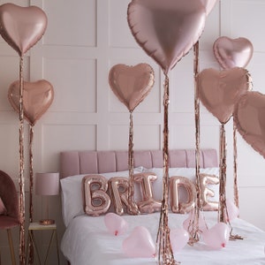 Rose Gold Bride Heart Balloons Kit, Hen Party Decorations, Bridal Shower Party Decorations, Bachelorette Party Balloons image 1