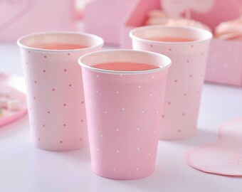 Gobelets en papier Pink Pamper Party, gobelets de fête d’anniversaire, vaisselle d’anniversaire, gobelets de mariage, vaisselle de baby shower, gobelets en papier, fête rose