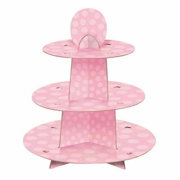 Pink 3 Tier Cupcake Stand, Girl Baby Shower Decorations, Girls Birthday Party, Pink Baby Shower Table Centrepiece, Dessert Stand, Cake Stand