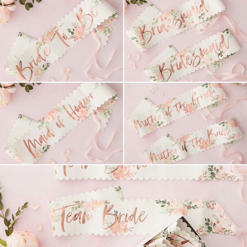 Floral Hen Party Decorations Rose Gold Hen Party Team Bride Etsy UK
