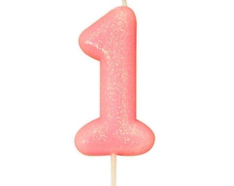 Number 1 Pink Glitter Candle, 1st Birthday Candles, Birthday Cake Candle, First Birthday Party, Pink Party Decorations, Girls Birthday Party