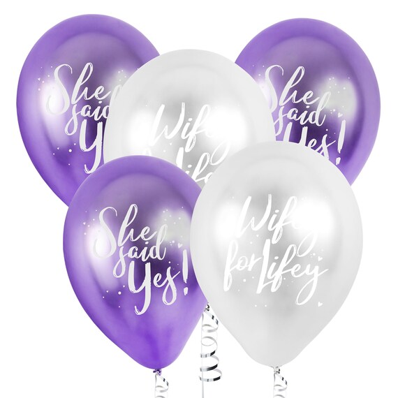 5 She Said Yes Balloons Purple Silver Hen Party Decorations Hen