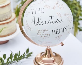 Rose Gold Globe - Guest Book Alternative, Wedding Guest Travel Globe Guest Book, Hen Party Bridal Guestbook, Baby Shower Wishing Jar