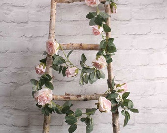 Light Pink Rose Flower Garland, Artificial Flowers, Vines, Flower Garland, Rustic Wedding Decorations, Home Decorations, Party Decorations,