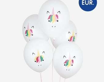 5 Unicorn Rainbow Balloons, Unicorn Birthday Party Balloons, Kids Party Balloons, Party Decorations, Pastel Decorations