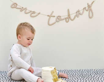 One Today Wooden 1st Birthday Party Bunting, One Today Garland, First Birthday Decorations, 1st Birthday Decorations, Birthday Backdrop