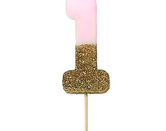 Number 1 Pink Gold Glitter Candle, 1st Birthday Candles, Birthday Cake Candle, First Birthday Party, Pink Party Decorations, Birthday Party