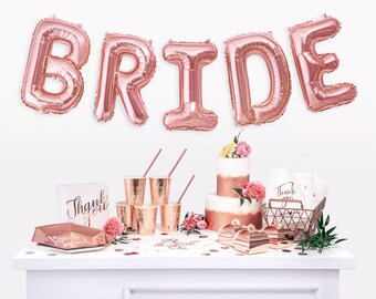 Rose Gold Bride Hen Party Balloon Bunting, Hen Party Backdrop, Hen Party Decorations - Team Bride