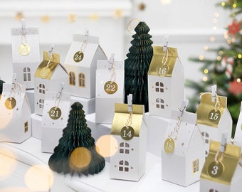 Cajas de calendario de Adviento de la casa, Adviento de Navidad, Cuenta regresiva para Navidad, Cajas de calendario de Adviento de Navidad, Crea tu propio kit de Adviento