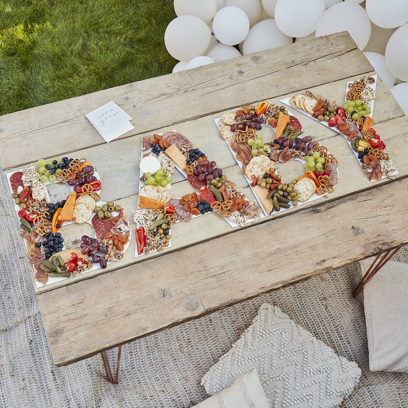rustic baby shower food board