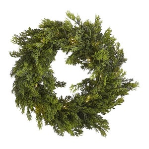 Cedar Pine Light Up Foliage Christmas Wreath, Christmas Decorations, Rustic Christmas Garlands, Mantelpiece and Fireplace Decoration image 2