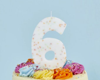 Number 6 Rainbow Sprinkle Candle, 6th Birthday Candles, Birthday Cake Candle, Birthday Party Decorations, Rainbow Decorations, Age Candles