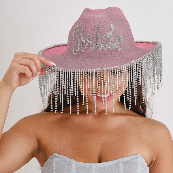 Pink Glitter Bride Cowgirl Hat, Hen Party Hats, Bachelorette Party Weekend Hat, Bridal Shower Gift, Hen Party Gifts, Bride to Be Gifts,