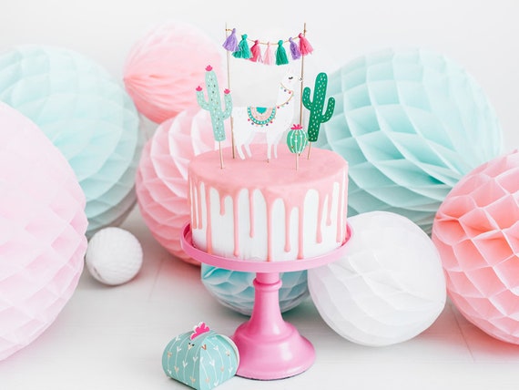 5 Llama Party Cake Toppers Cactus Party Cake Decorations Etsy Singapore