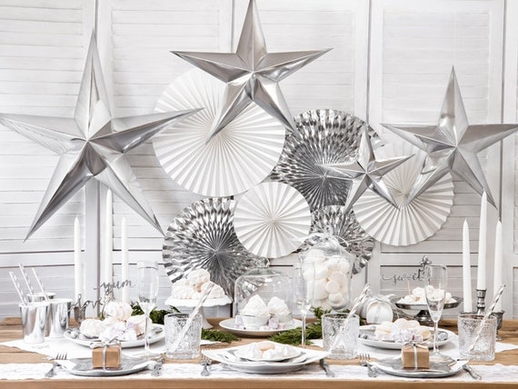 Silver Star Decorations, Christmas Star Decorations, Silver Stars, Wedding  Decorations, Silver Party Decorations, Birthday Party Decorations 