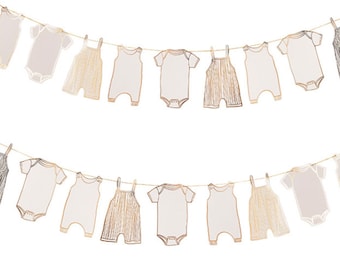 Neutral Gold Baby Shower Bunting, Clouds Baby Shower Bunting Decorations, Neutral New Baby Party, Girl Boy Baby Shower Decor, New Arrival