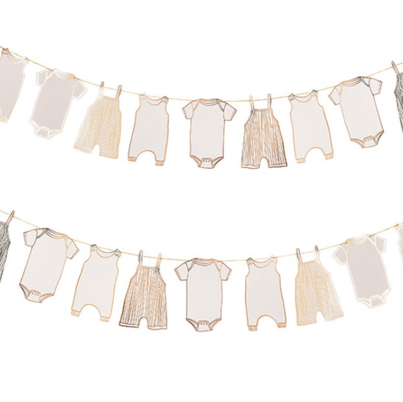 Neutral Gold Baby Shower Bunting, Clouds Baby Shower Bunting Decorations, Neutral New Baby Party, Girl Boy Baby Shower Decor, New Arrival image 1