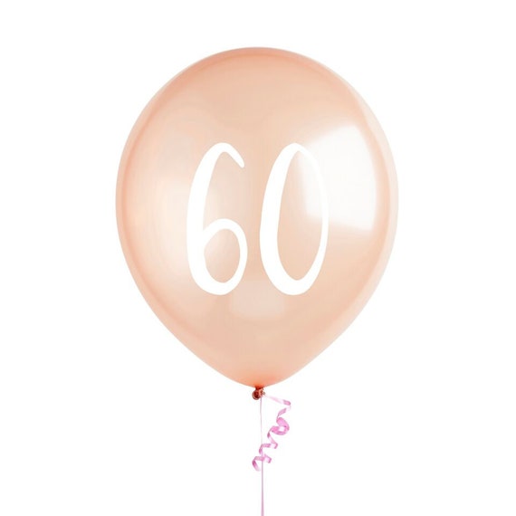 5 palloncini per il 60 compleanno in oro rosa, palloncini per il