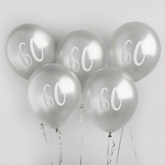 5 ballons argentés du 60e anniversaire, ballons du soixantième anniversaire,  ballons de fête danniversaire, décorations de fête danniversaire, décor  danniversaire argenté -  Canada