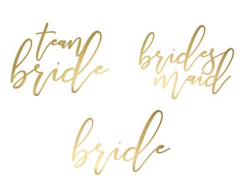 15 Hen Party Tattoos, Gold Temporary Hen Party Tattoos, Team Bride, Bachelorette Tattoos, Bride to be Tattoo's, Bridal Shower Party